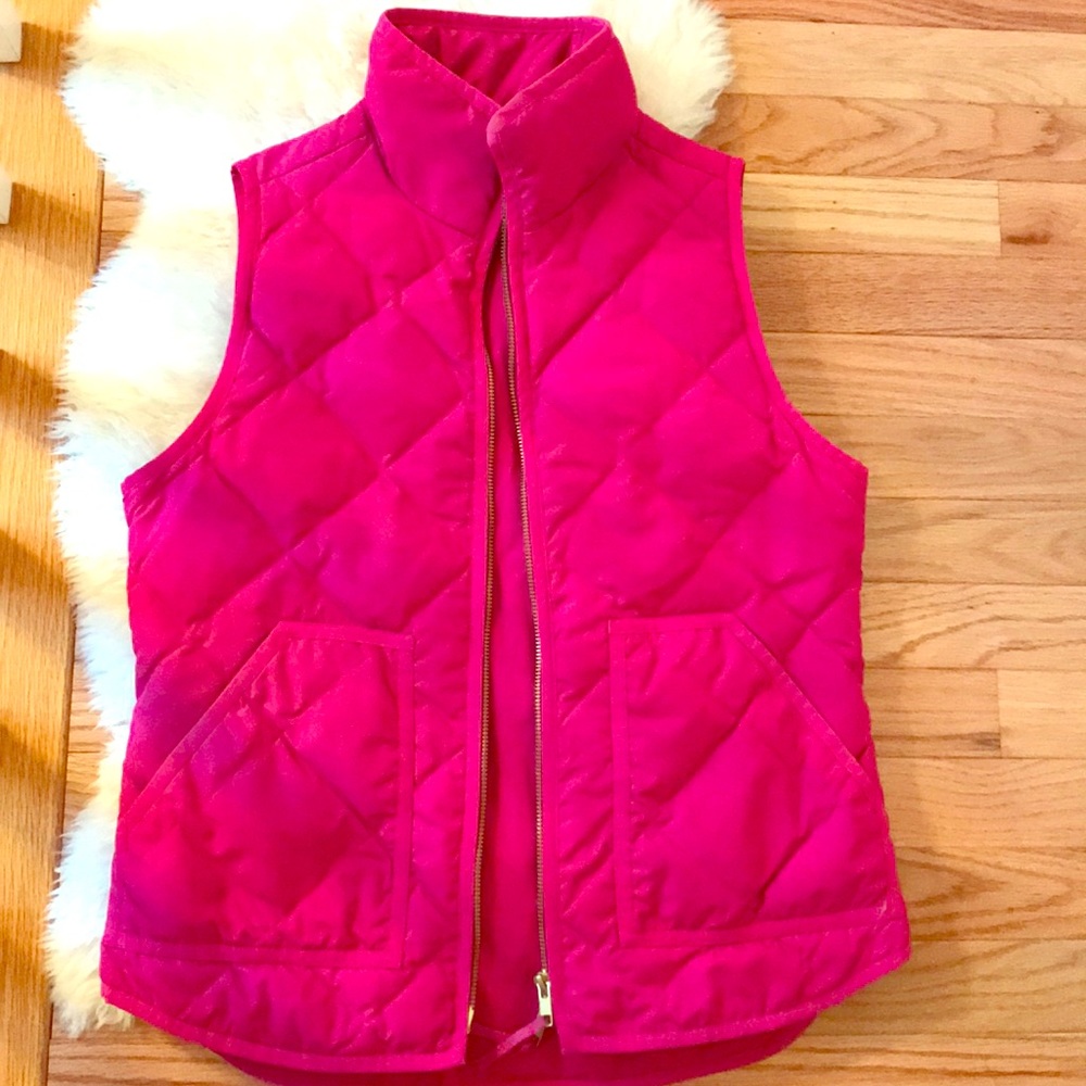 J.Crew Quilted Puffer Vest in Hot Pink